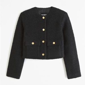 Abercrombie Collarless Boucle Jacket black in small